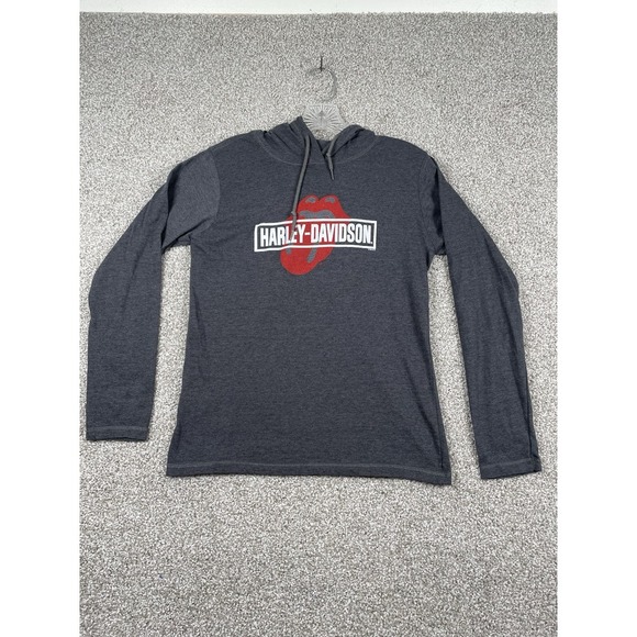 Harley-Davidson Women's M Rolling Stones Mash Long Sleeve Gray Hoodie Madison WI - Picture 1 of 10